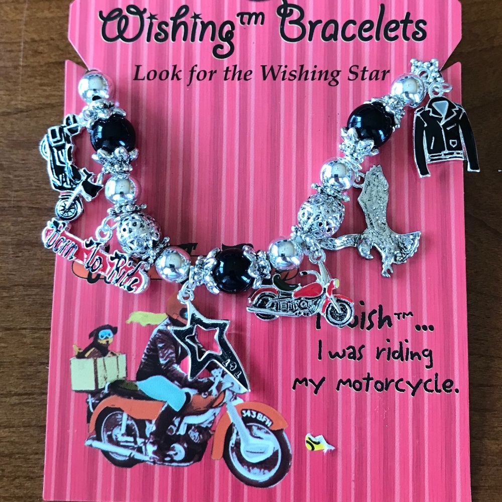 Wishing Star Bracelet Motorcycle Eagle Helmet Wish I was Riding My Motorcycle